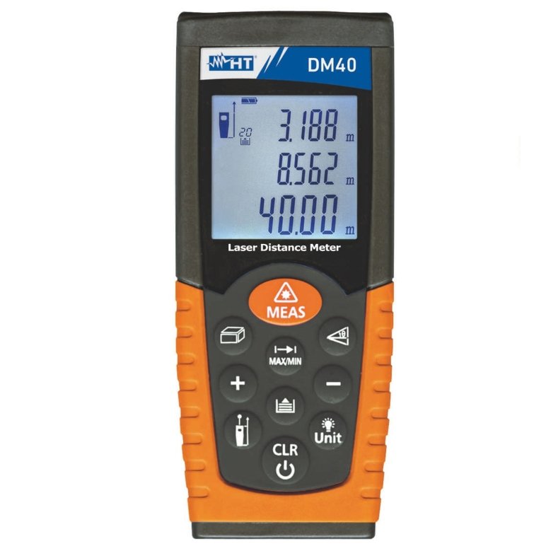 Instrument digital (cu fascicul laser) pentru măsurare distanțe (până la 40 m); calculează arii și volume - HT DM40 Instrument digital (cu fascicul laser) pentru măsurare distanțe (până la 40 m); calculează arii și volume - HT DM40