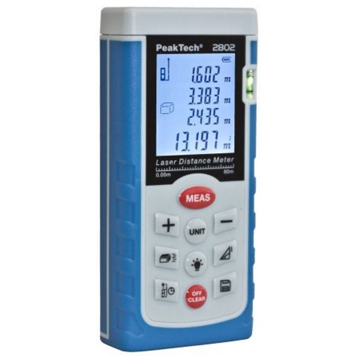 Instrument măsurare (cu fascicul laser) distanțe (până la 80m); calculează arii și volume - P2802 Instrument măsurare (cu fascicul laser) distanțe (până la 80m); calculează arii și volume - P2802