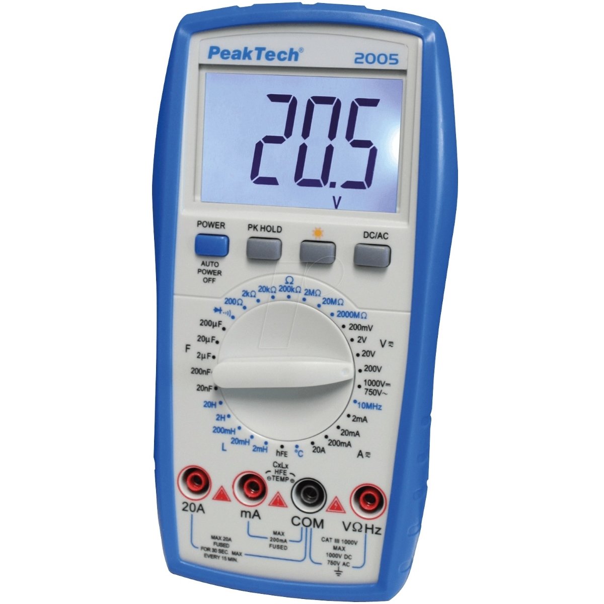 Peaktech P2005 - Digital Multimeter (2000 counts, 600V AC/DC, 10A AC/DC)