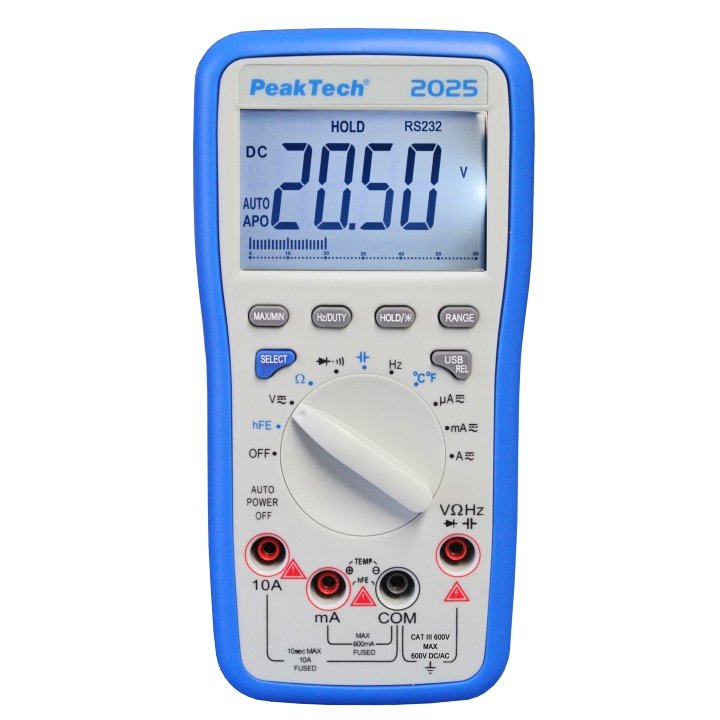 Peaktech P2025 - Digital Multimeter (6000 counts, 600V AC/DC, 10A AC/DC)