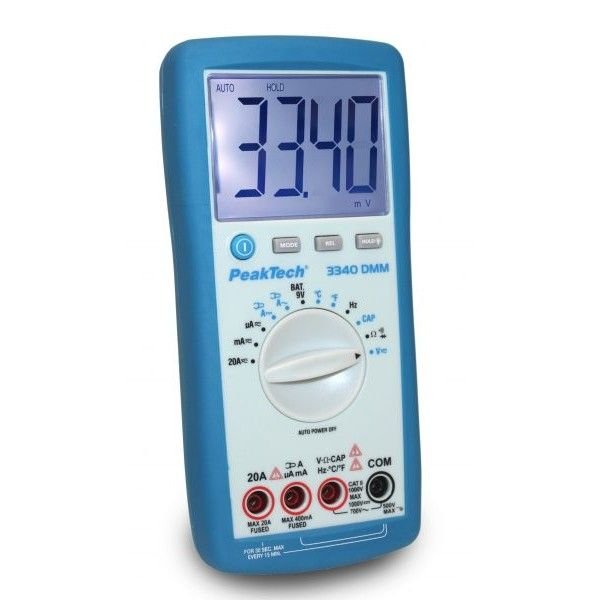 Peaktech P3340- Digital Multimeter (4000 counts, 600V AC/DC, 10A AC/DC, AutoRange)