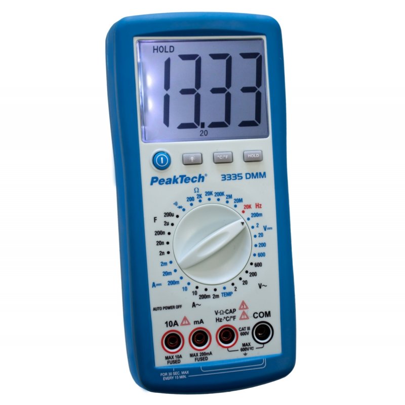 Peaktech P3335 - Digital Multimeter (2000 counts, 600V AC/DC, 10A AC/DC)