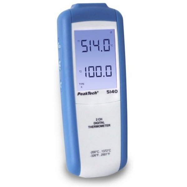 P5140 - Digital K-type Thermometer, 2 CH, -200 ÷ +1372°C, with °C/°F/ K Display