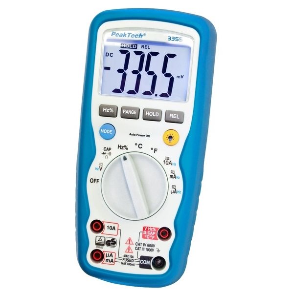 Peaktech P3355 - Digital Multimeter (4000 counts, 1000V AC/DC, 10A AC/DC, IP67)