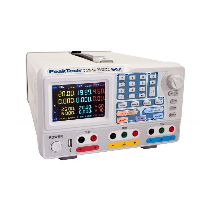 P6181 - Programmable DC Power Supply 2x 0-30 V @ 2x 0-6 A; 1x 0-6 V @ 0-3 A